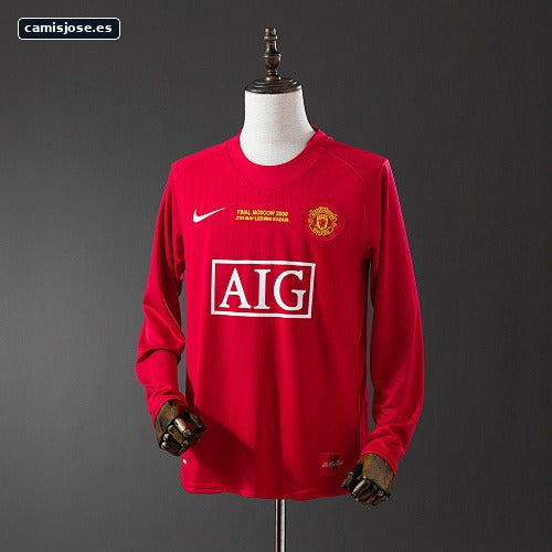 Retro M-U 07/08 manga larga versión Champions League local S-XXL