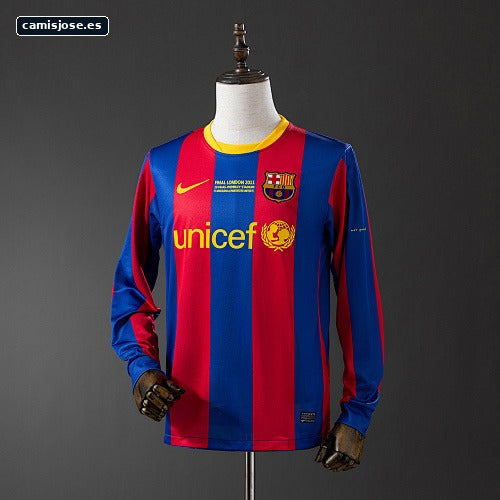 Barcelona 2010/11 Local Champions League Manga Larga Retro S‑XXL