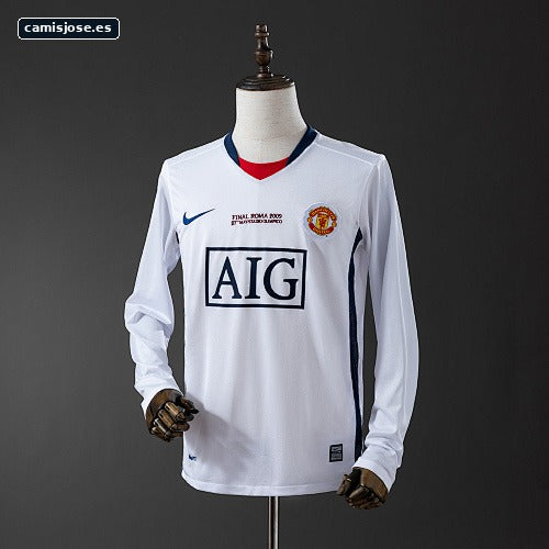 M‑U 2008/09 Visitante Champions League Manga Larga Retro S‑XXL