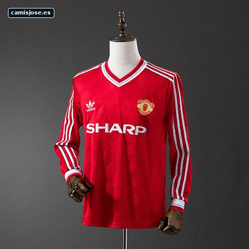 M‑U 1986/88 Segunda Visitante Manga Larga Retro S‑XXL