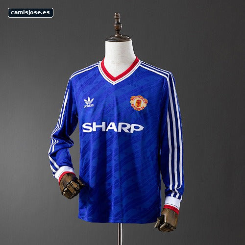 M‑U 1986/88 Segunda Visitante Manga Larga Retro S‑XXL