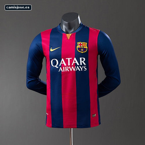 Barcelona 14/15 local manga larga versión jugador retro