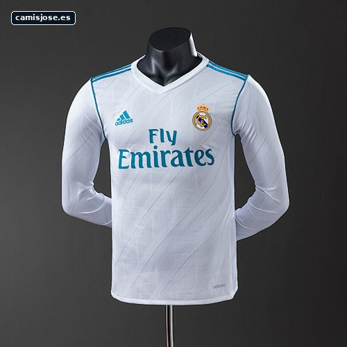 Real Madrid 17/18 camiseta retro local manga larga versión de jugador S-3XL