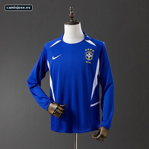 Brasil 2002 camiseta retro visitante manga larga S-XXL