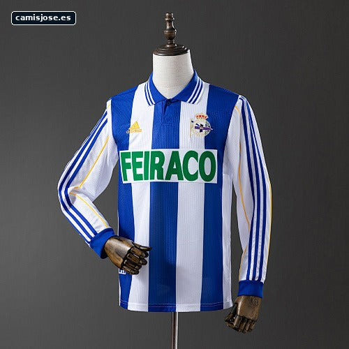 Deportivo La Coruna 99/00 Camiseta retro local manga larga S-XXL