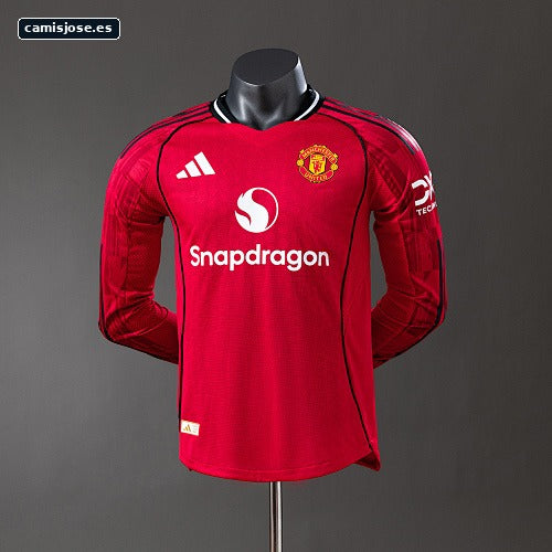 M-U 25/26 Camiseta local manga larga versión de jugador S-3XL