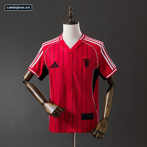 M-U 25/26 US Pack camiseta béisbol con botones roja