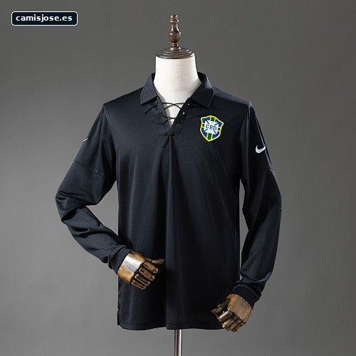 Brasil 2004 camiseta retro negra edición especial manga larga S-XXL