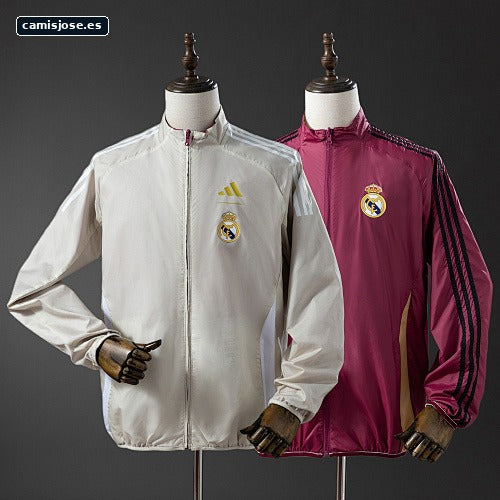 Chaqueta cortavientos reversible Real Madrid - Beige & Red S-XXL