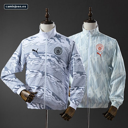 Chaqueta cortavientos reversible Manchester City - White & Mint Green S-XXL
