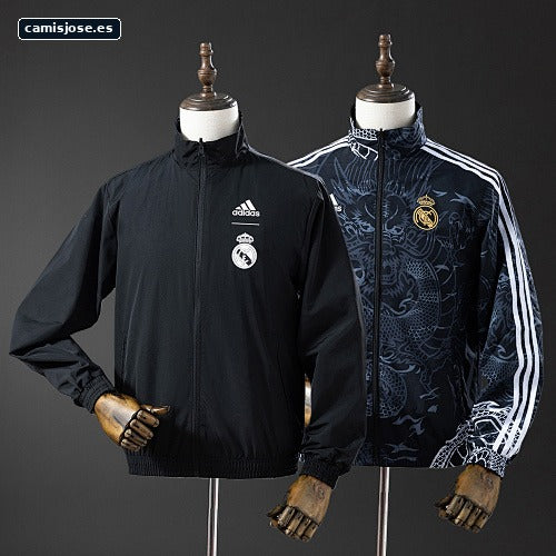 Chaqueta cortavientos reversible Real Madrid - Black & Black Dragon S-XXL