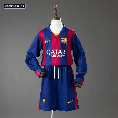 Barcelona 14/15 Local Retro Camiseta infantil manga larga Talla 16-28