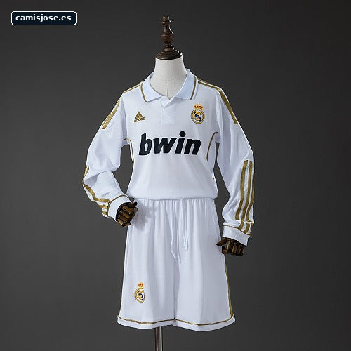 Real Madrid 11/12 Local Retro Camiseta infantil manga larga Talla 16-28