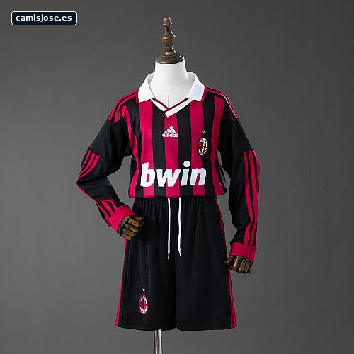 AC Milan 09/10 Local Retro Manga Larga Infantil Tallas 16-28