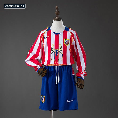 Atlético Madrid 04/05 Local Retro Manga Larga Infantil Tallas 16-28