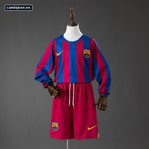 Barcelona 05/06 Local (League Edition) Retro Manga Larga Infantil Tallas 16-28