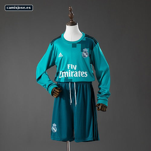 Real Madrid 17/18 tercera visitante retro manga larga infantil talla 16-28