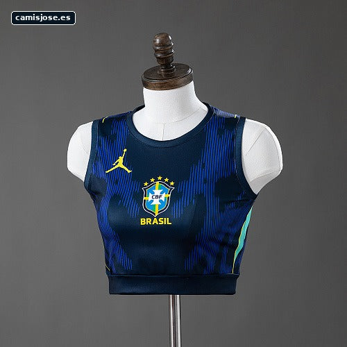 Brasil 2026 Top corto de tirantes femenino visitante Tallas S-XXL