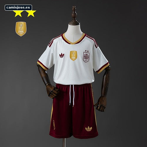 Camiseta infantil España 2026 Visitante Edición Campeón 2 estrellas Tallas 16-28