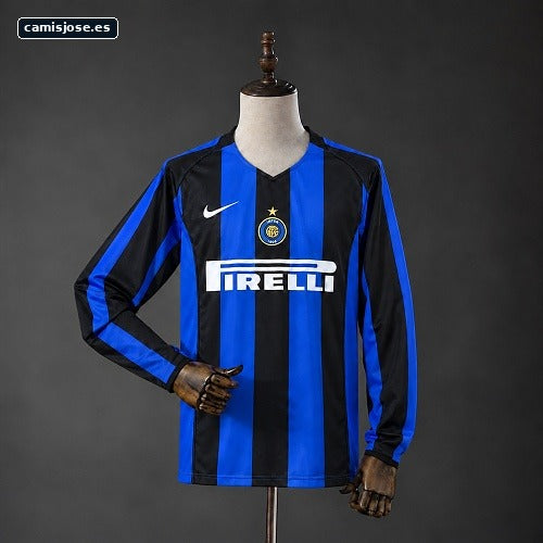 Inter Milan 04/05 camiseta local retro manga larga S-XXL