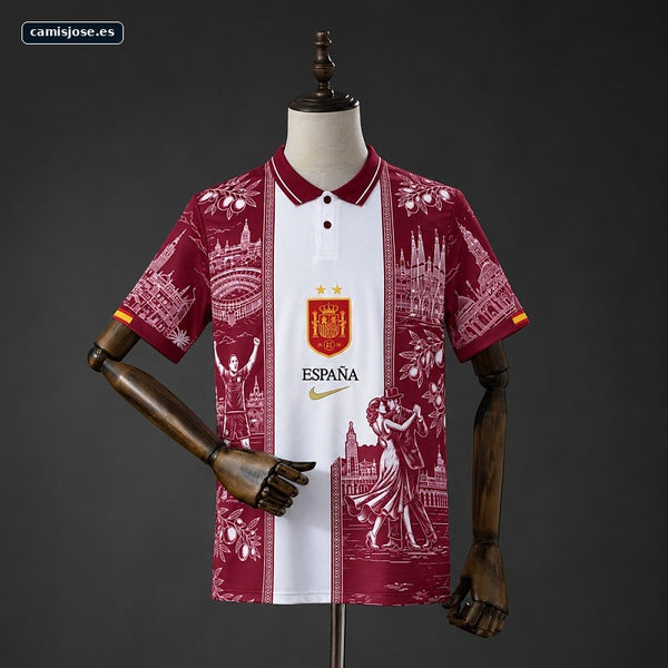 España 26/27 Polo rojo y blanco S-XXL