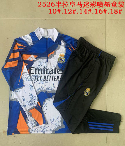25-26 Infantil Conjunto de entrenamiento con media cremallera Real Madrid