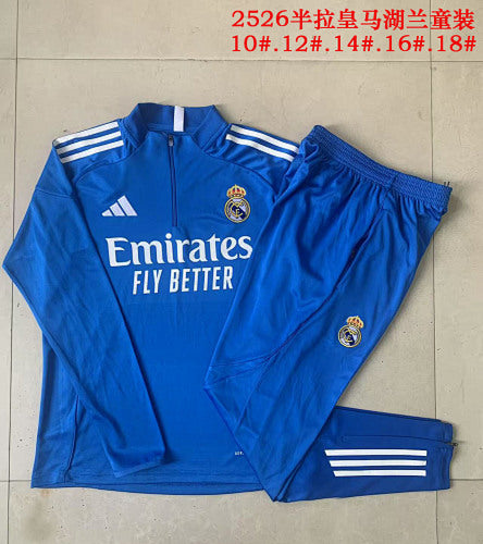 25-26 Infantil Conjunto de entrenamiento con media cremallera Real Madrid （ ）