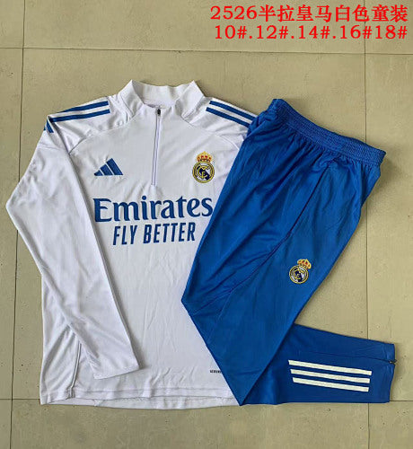 25-26 Infantil Conjunto de entrenamiento con media cremallera Real Madrid （ ）