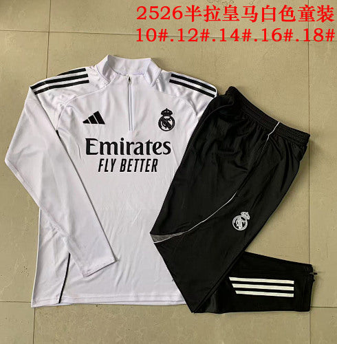 25-26 Infantil Conjunto de entrenamiento con media cremallera Real Madrid
