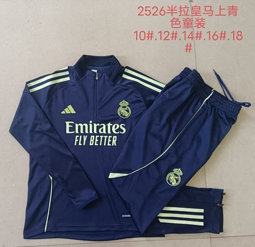 25-26 Infantil Conjunto de entrenamiento con media cremallera Real Madrid