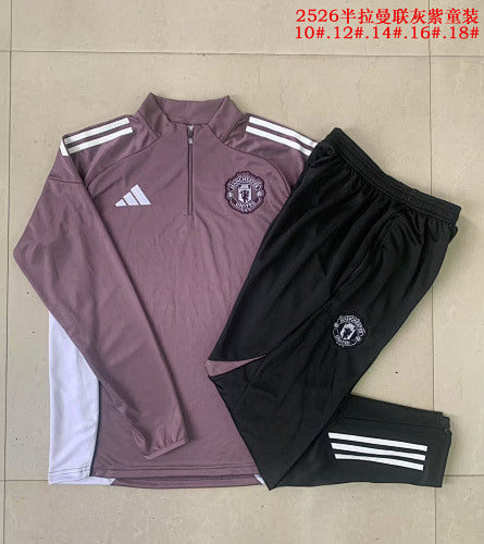 25-26 Infantil Conjunto de entrenamiento con media cremallera Manchester United